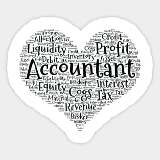 Accountant Heart made from words print Sticker